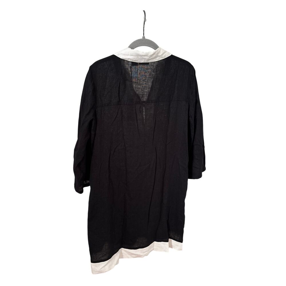 NWT Rachel Zoe Linen Blend Tunic Dress Black White Collared Cover Up Size S - Picture 6 of 11